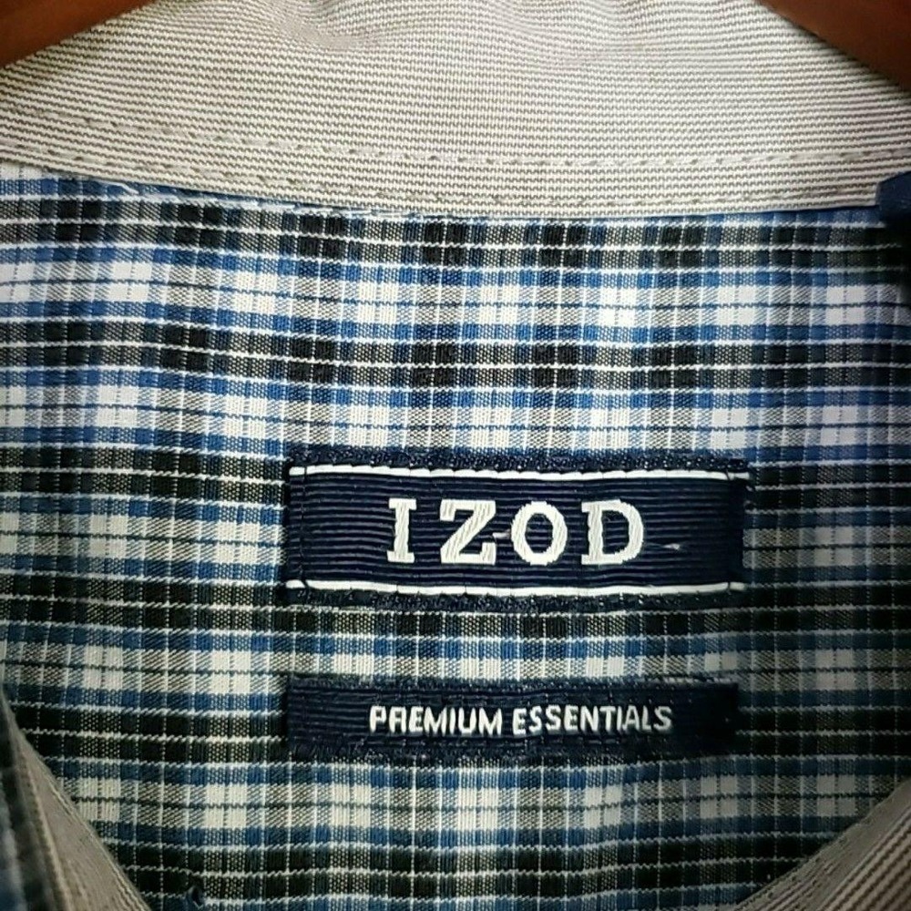 IZOD Shirt Mens Large Blue Check Long Sleeve 100% Cotton Button-Down Casual - Picture 5 of 10